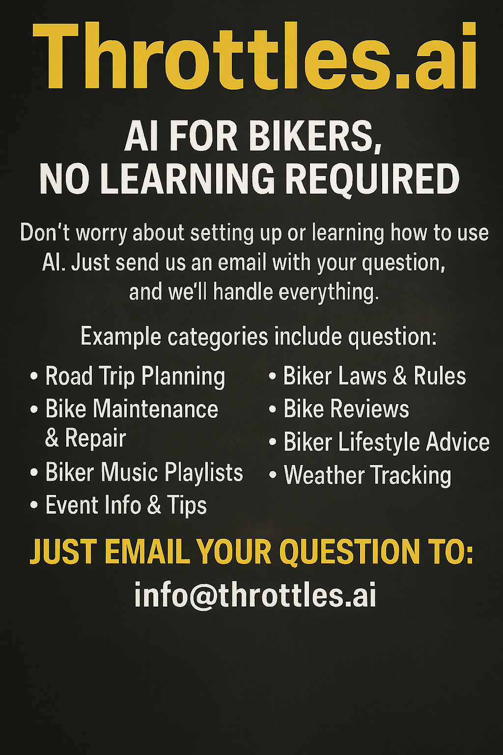 Throttles AI motorcycle rider intelligence artwork